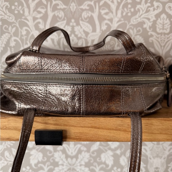 Coach Satchel Pewter Metallic Leather w/ 2 Hangtags Silver 2010 #14976 EUC - Picture 10 of 16